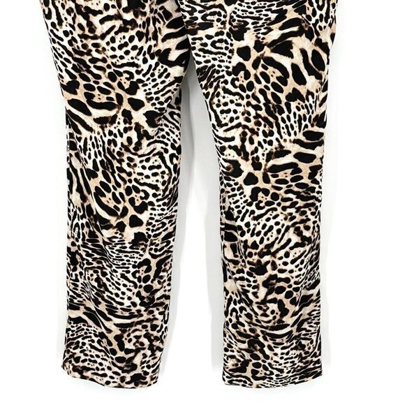 Calvin Klein Leopard Print Polyester Pants Lightweight High Rise Brown Medium - Picture 9 of 11